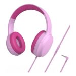 Usoun Kids Headphones Over-Ear Wired Microphone 85/94dB Foldable 3.5mm Pink