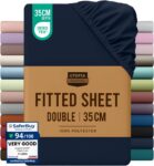 Utopia Bedding Double Fitted Sheet, Navy, Deep Pocket 35cm (14)