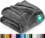 Utopia Bedding Flannel Fleece Throw Blanket (127x152cm – Grey)