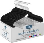 Utopia Home Premium Velvet Skirt & Trouser Hangers – Heavy Duty Non-Slip Velvet Suit Hangers with Clips For Pants, Trousers or Skirt – Pack of 12, Black