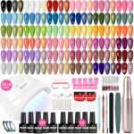 VANREESA 35 Colours Gel Nail Polish Set with Lamp and Drill Classic Black White Red Neutral Pink Gel Nail Kit Starter Kit with Glitter Coat Suitable for All Seasons Manicure Tools Gifts for Women