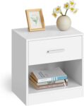VASAGLE Bedside Table with Drawer, Open Compartment