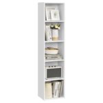 VASAGLE Bookcase, 5-Tier Bookshelf, Open Storage Shelf, 24 x 30.2 x 134.2 cm, Cloud White