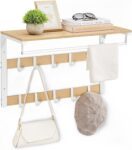 VASAGLE Coat Rack Wall Mounted, with Shelf, Clothes Rail, 10 Hooks