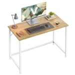 VASAGLE Computer Desk 100 x 50 x 76cm, Natural Oak & Pearl White (BARNET LWD041W70)
