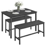 VASAGLE Dining Table Set, 110 x 70 x 75 cm Kitchen Table Set of Steel Frame, Modern Basic Design