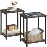 VASAGLE Side Tables, Set of 2, with Storage Shelf, Steel Frame