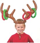 VEYLIN Christmas Party Toss Game Inflatable Reindeer Antler Hat with Rings