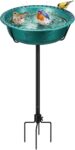 VIVOHOME 35In Metal Bird Bath, Removable Feeder Bowl, Green