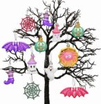 Valery Madelyn 12pcs 5.5-10cm Halloween Decorations,pink & Purple