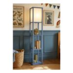 ValueLights Struttura Blue Wood Shelving Floor Lamp