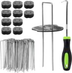 Velway 100 Weed Membrane Pegs with 100 Buffer Washers, 6 Inch