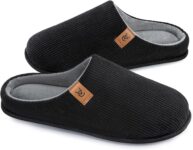 VeraCosy Mens Corduroy Slip-on Slippers Memory Foam Indoor House Shoes