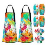 ViEinkaufen 2 Sets Kids Waterproof Painting Aprons with Hat and Sleeve Covers