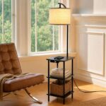 Vintage Floor Lamp with Shelves and Charging Station (WOVI FL04)