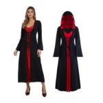 Vintage Witch Dress Vampire Hooded Costume for Women, XXXL (Black/Red)