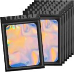 Volsha 6x10cm 100 Grip Foil Ziplock Bags, Black Small Clear Plastic, Resealable Storage Pouches, Poly Zip Lock, Perfect for Kitchen, Jewellery, Diamond Painting, Cookies and Sweets