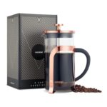 VonShef 8-Cup French Press, 1L, Borosilicate Glass, Copper Design
