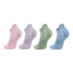 Votuda Non-Slip Yoga Grip Socks for Women, Cotton, 4 Pairs