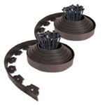 Vounot Lawn Edging 20m with 60 Pegs, Flexible Plastic Garden Edging Border Strips for Grass, Flower Beds, Path, Gravel, 5cm High, Brown