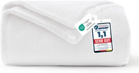 WAVVE Blanket White,White Throw Fleece Blanket Sofa Throw 4ft x 5ft – Fluffy Soft Warm Versatile Blanket for Sofa/Couch/Bed Throw/Single Size,130×150