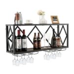 Wall Mounted Wine Rack – Rustic Brown and Black