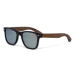 Walnut Wood Unisex Sunglasses 54-20-145 Matte Black Silver Polarized Mirrored