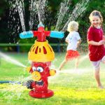 Water Sprinkler for Kids, Fire Hydrant Water Toy Hose Sprinkler Garden Spinning Sprinkler for Kid, Summer Outdoor Sprinkler Toys for Boy/Girls Gift 3-10 Years Old with Storage Bag (Red Fire Hydrant)