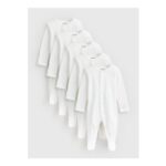 White Long Sleeve Sleepsuits 5 Pack