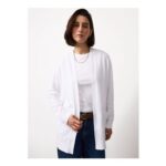 White Longline Pocket Detail Cardigan – Size 14