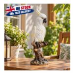 White Resin Cockatoo Or Grey Parrot Ornament H32cm W12cm Free P&P