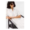 White Textured Drop Waist Midi Dress