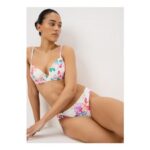 White Tropical Floral High Leg Bikini Bottoms