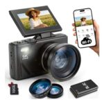 WiFi Vlogging Camera with Flip Screen, 18x Zoom, 32GB Card