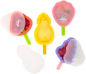 Wicked Gizmos Ice Lolly Moulds with Sticks Fruit Shaped Ice Pop Moulds, BPA Free – Ice Cream Moulds with Sticks Grape, Watermelon, Pineapple & Strawberry – Ideal for Summer, Homemade Frozen Treats