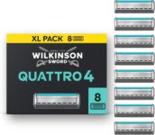 Wilkinson Sword Quattro Titanium Sensitive Razor Blades – Pack of 8 Blades (packaging may vary)