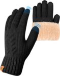 Winter Thermal Gloves – Fleece Lining Touch Screen Knit Stretchy Warm Gloves for Running Skiing Cycling Riding Hiking Camping – Men Women