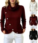 Women Jumpers Long Sleeve Turtle Neck Oversized Jumpers Knit Sweater Tops
