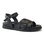 Womens Ankle Strap Leather Sandals – Black