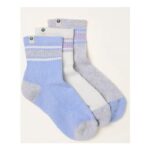 Womens Blue and Grey Sports Socks Pack of 3.