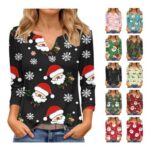 Womens Christmas Jumpers Novelty Snowman Tree Print Top