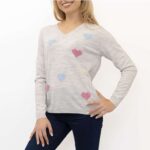 Womens Long Sleeve Jumper, Grey Heart, Sizes S, M, L & 2XL – Sold By Quality Brands Outlet