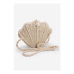 Womens Neutral Woven Shell Cross Body Bag
