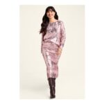 Womens Pink Sequin Shoulder Pad Top