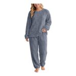 Womens Plush Fleece Checkered Pyjama Set