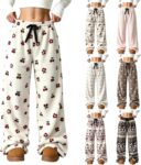 Womens Pyjama Bottoms Fleece Plaid Thick Plush Fleece Winter Lounge Pants