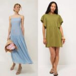 Womens Soft Blue Strappy Midi Dress ( sizes 10 to 24) /Or Olive Green Broderie Angel Sleeve Mini Dress (8 to 16) – Free C&C