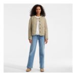 Womens Soft Ease Linen Blend Diamond Quilted Jacket