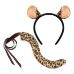 XEPST Leopard Animal Costume Set: Ears, Tail, Headband, Brown