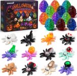 XIMISHOP 12 Pcs 3D Print Animal Halloween Surprise Egg with Flexible Spider